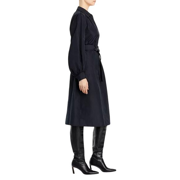 Lafayette 148 New York Porter Belted Dress Medium Long Sleeve Collared Black - Picture 3 of 12